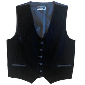 Bracci Velvet Vest Black Satin Event Western Mobwife Whimsigoth Party Buttons-L
